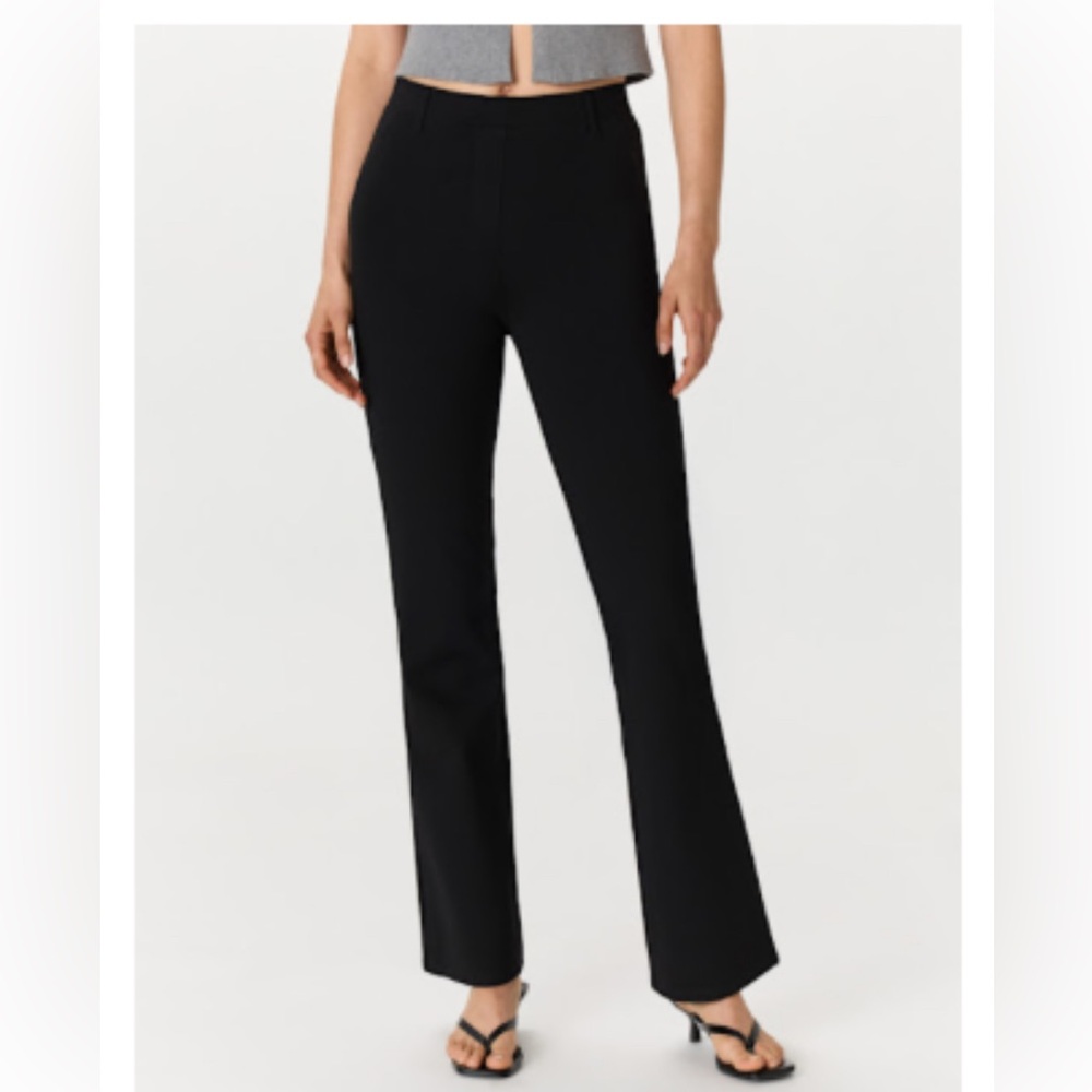 Quince Women's Ultra Stretch Ponte Bootcut Black Pants Petite